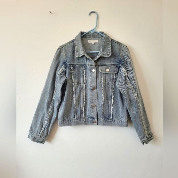 Denim Jean Jacket Trucker Fringe Retro American Western Grunge 90s 80s XL - Picture 1 of 8
